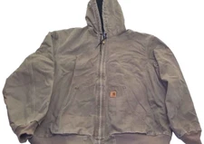 Men's Carhartt J130 LBR Light Brown 2XL Tall Zip Hooded Jacket Workwear Warm