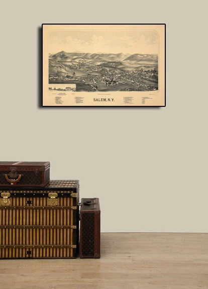 Mapa histórico panorámico de la ciudad de Salem Nueva York 1889 - 16x24 Foto 3 de 4