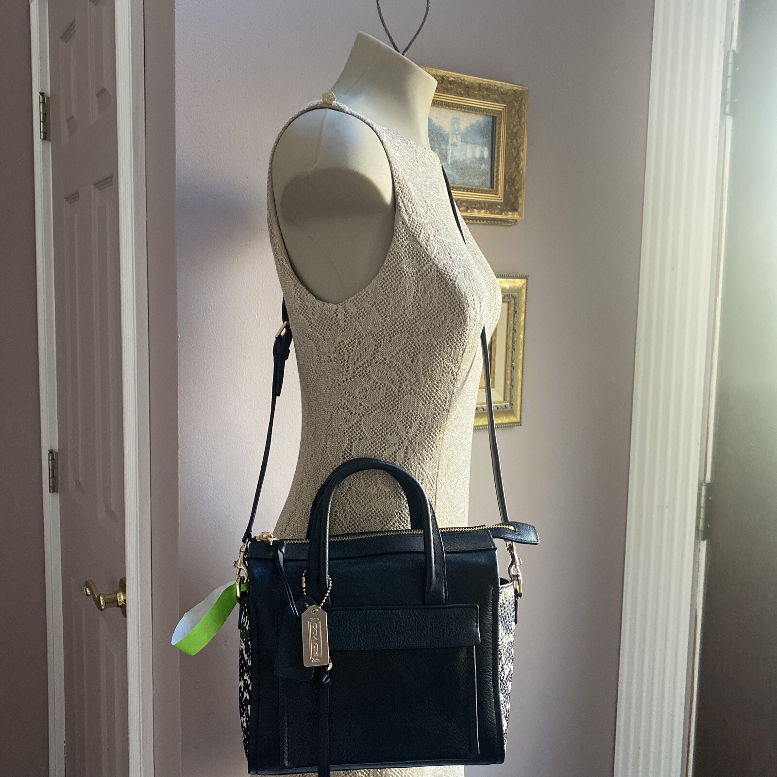 Coach Mini Riley Bleecker Bag Python Embossed Bla… - image 7