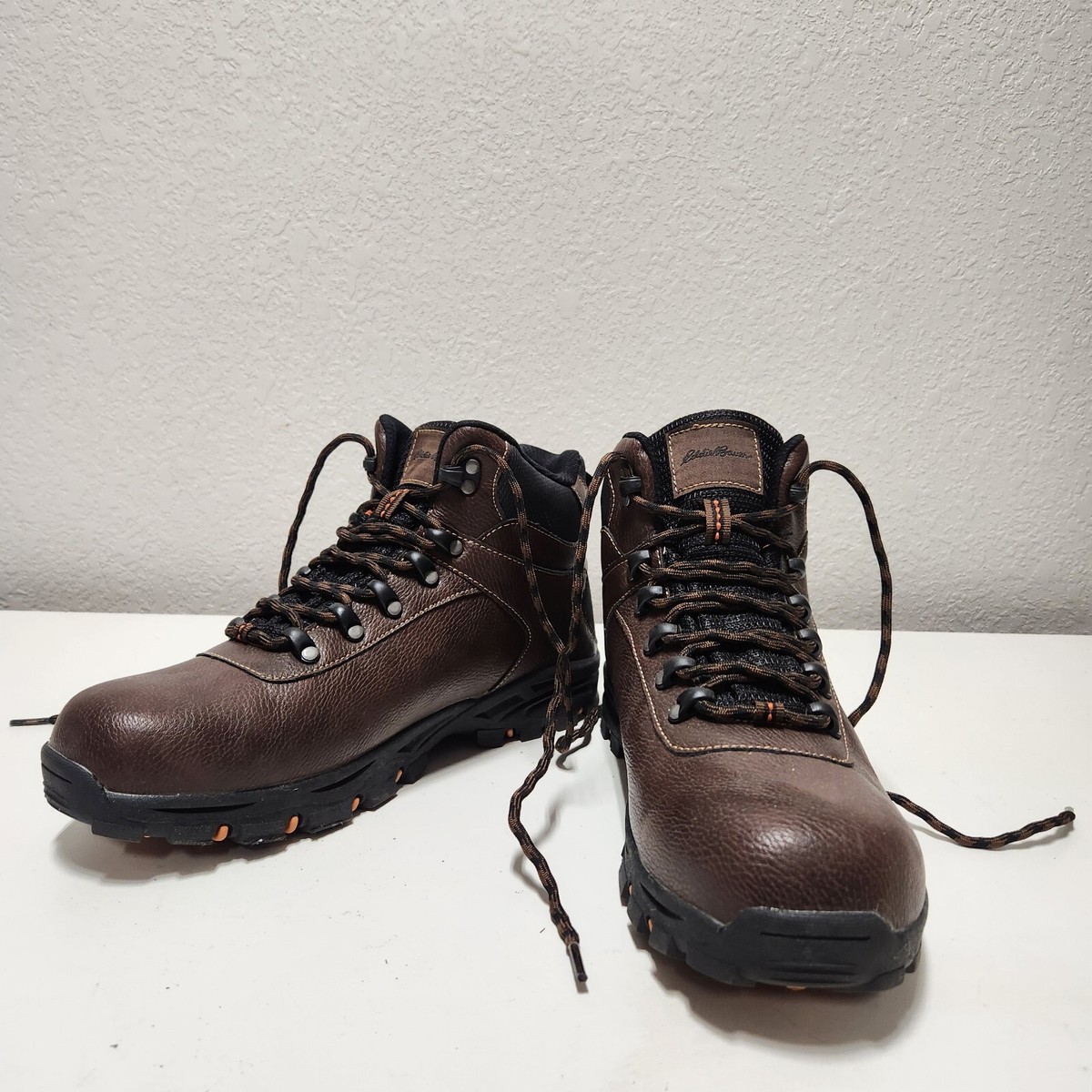 Eddie Bauer Brown Black Orange Leather Hiking Shoes Size 11M  display picture 2