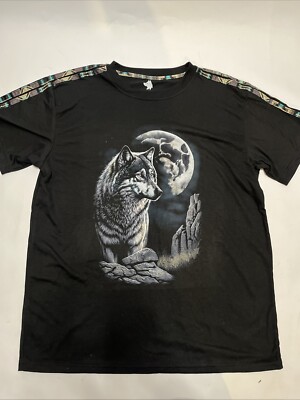 Bien Hecho En Peguche Wolf Moon Black T-shirt with Southwestern Details Medium