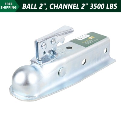 Straight Tongue Trailer Coupler For 2'' Hitch Ball with 2'' Channel Width 3500 lbs