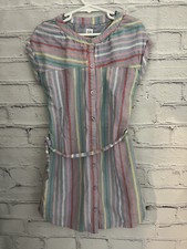 Gap Kids Light Blue Multicolored Stripe Dress Button Front EUC Girl's Size Small