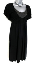 BNWT Monsoon Fusion 'Dawn' Black Jersey Embellished Evening Summer Dress Size 8