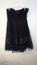 Alex Evenings black strapless dress with sparkling flowers on skirt size 12