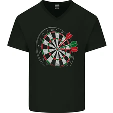 Distressed Dart Board Mens V-Neck Cotton T-Shirt