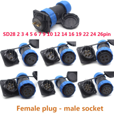 SD28 2-26 Pin Panel Waterproof Bulkhead Plug Socket,Industrial Power Connector