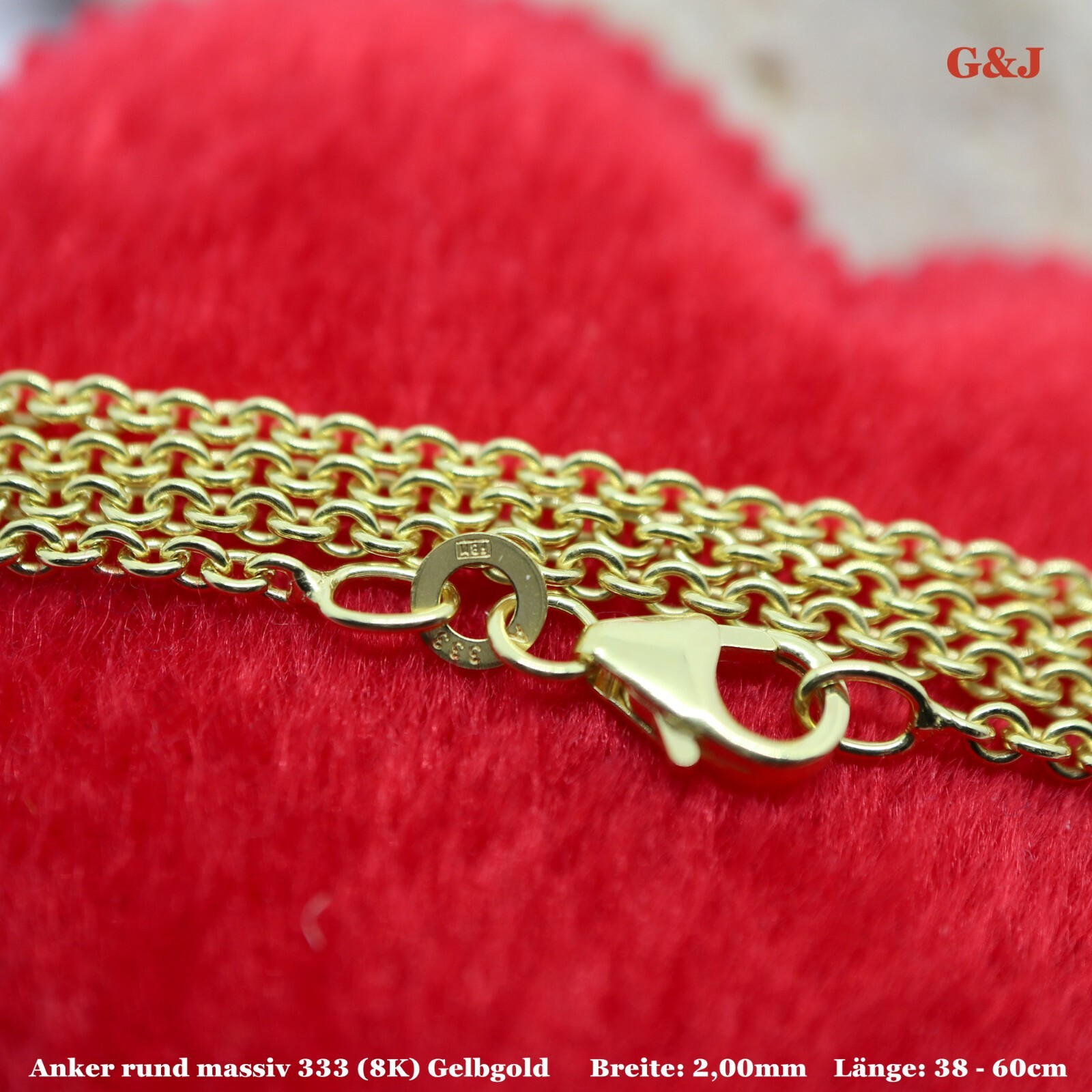 Immagine 351 - Collana con ancora, collana rotonda solida 0,8-2,4 mm 34-60 cm 333 catena con ancora in oro giallo 8K