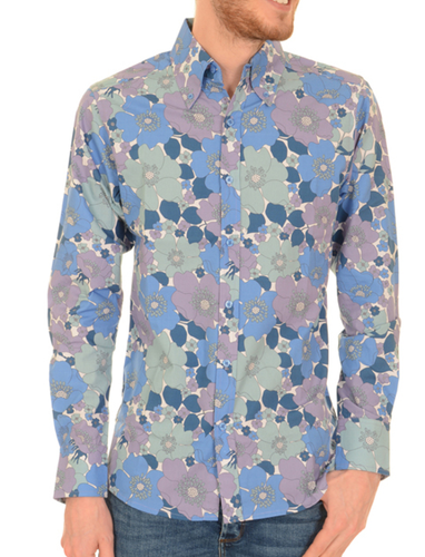 Fly retro/vintage BLUE \u0026 LILAC floral 