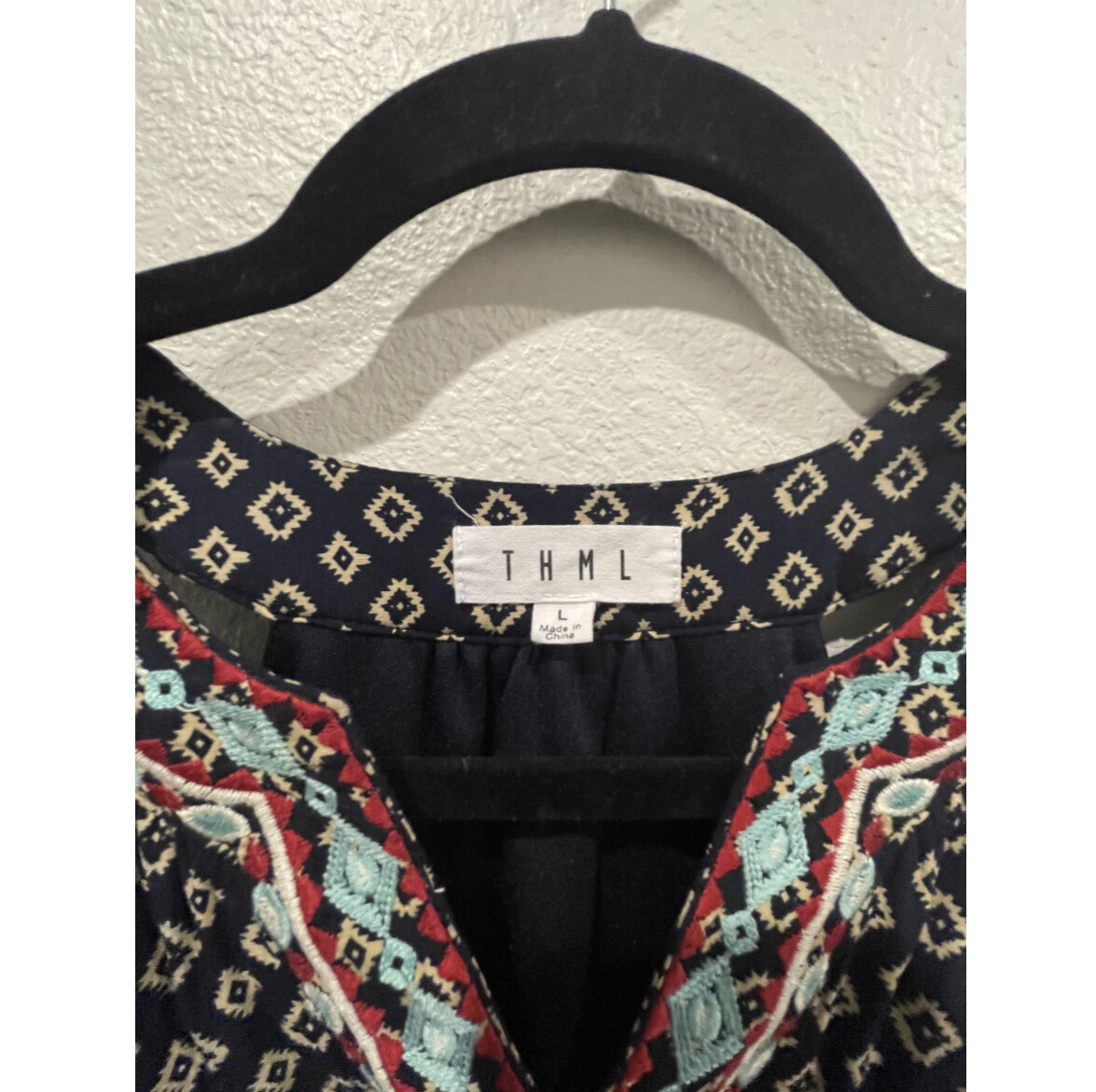 THML Embroidered Aztec Halter Mini Sleeveless Dress Size L THML Embroidered Aztec Halter Mini Sleeveless Dress Size L