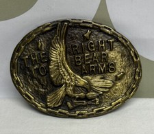 Vintage Oval Belt Buckle "THE RIGHT TO BEAR ARMS" 1970's Second Amendment