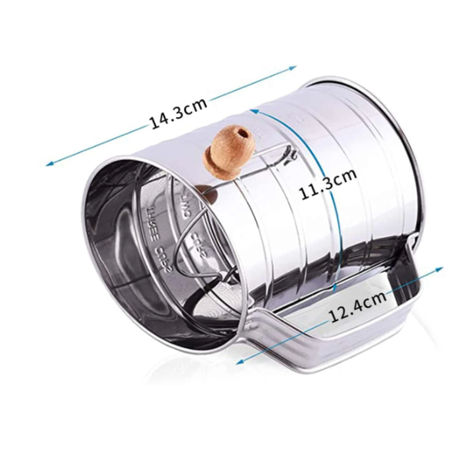 1PC Stainless Steel Flour Sifter Fine Mesh Rotary Hand Crank Flour Sifter eBay
