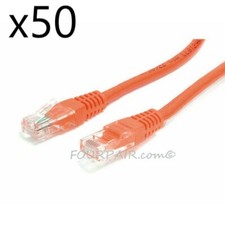 50 Pack Lot 10ft CAT5e Ethernet Network LAN Router Patch Cable Cord Wire Orange