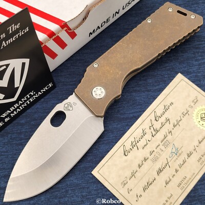 Medford TFF-H Tumbled S35VN Drop Point Blade Tumbled Bronze