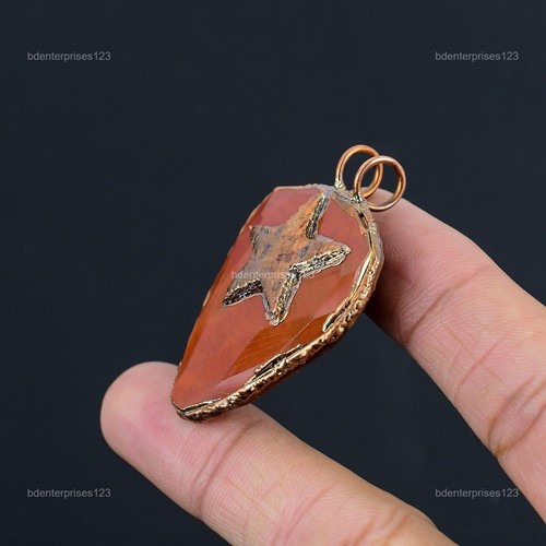 Sacral Chakra Natural Carnelian New Electroformed Elegant Pendant Jewelry Copper - Picture 10 of 11