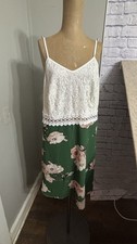 White lace/ green floral dress plus size 2X
