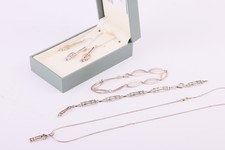 Srebro szterling Biżuteria Partia Naszyjnik Bransoletka Kolczyki Zestaw w pudełku (30,44 g)