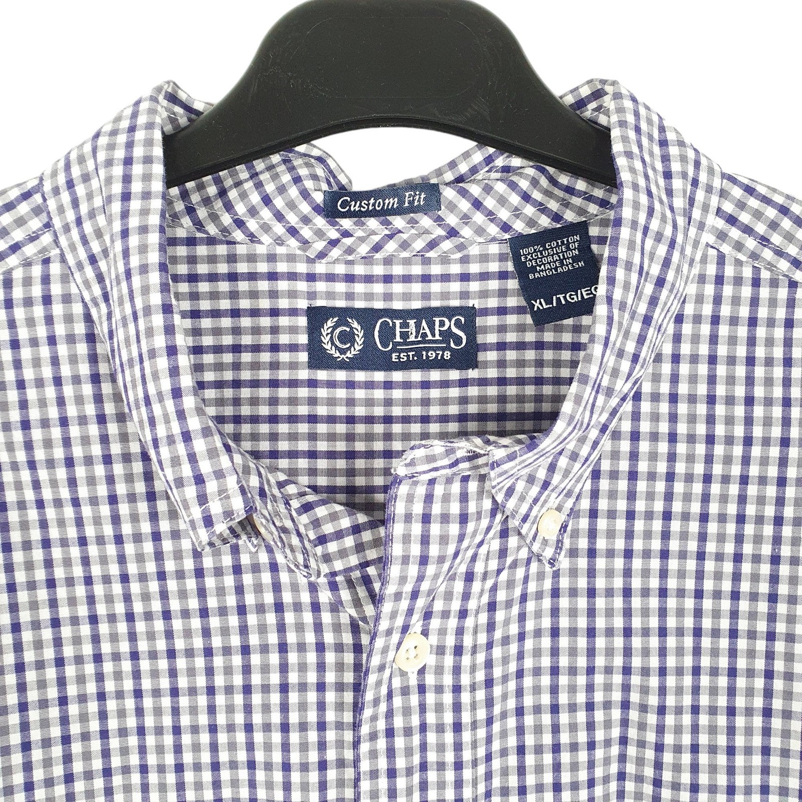 RALPH LAUREN Grey Check Shirt Custom Fit Long Sleeve Casual Cotton Mens XL image 2