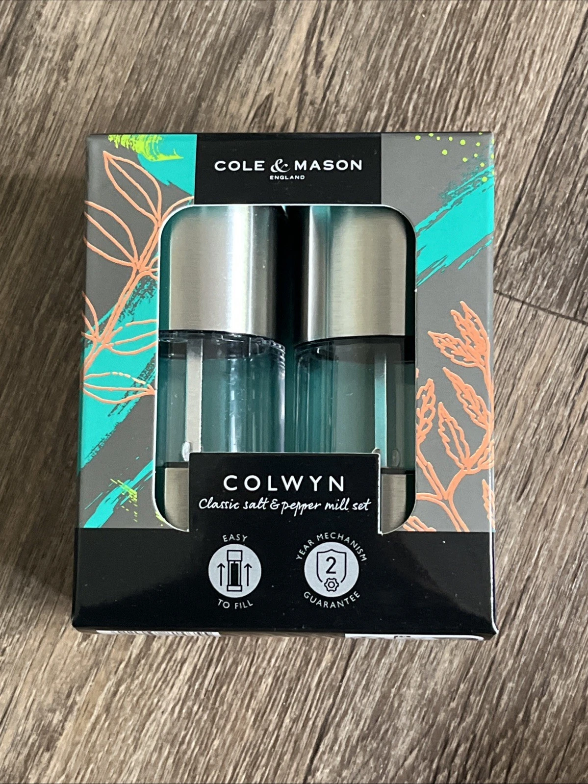 COLE & MASON STAINLESS STEEL COLWYN CLASSIC SALT AND PEPPER MILL GRINDER SET