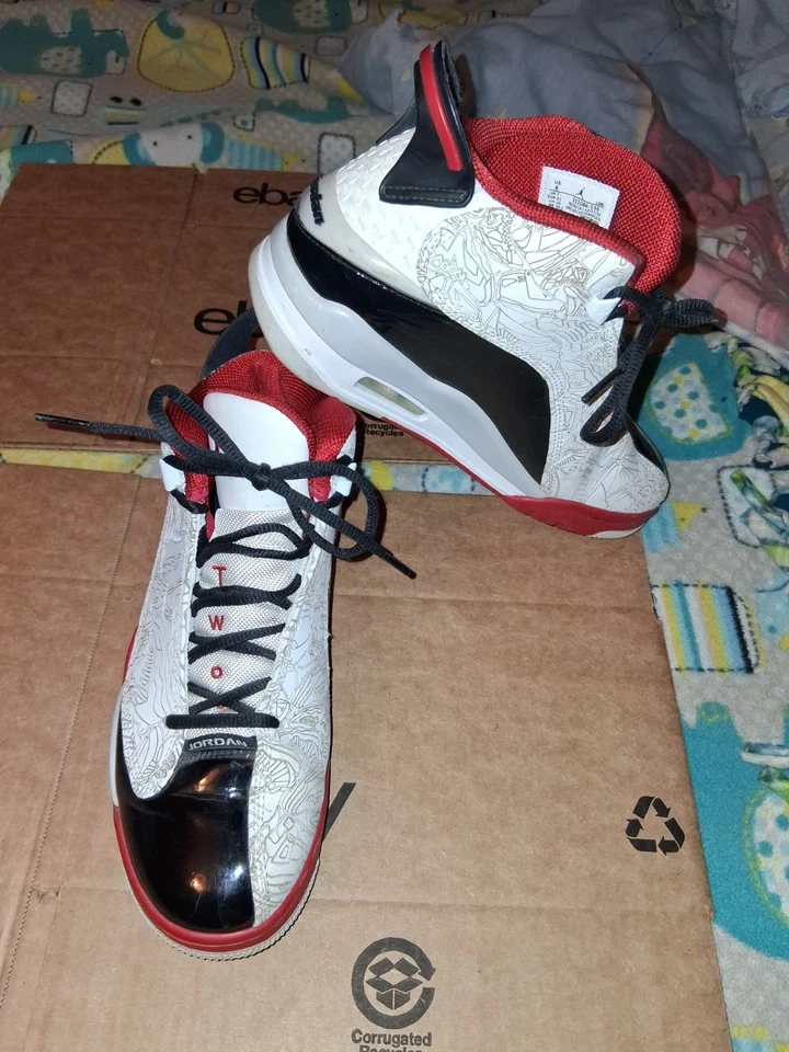 Tênis Nike Air Jordan Dub Zero "Bred" Branco Preto Vermelho 311046-116 Masculino Tamanho 8 - Imagem 2 de 4