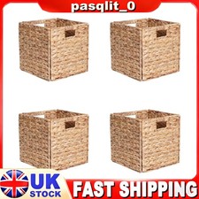 4pcs Water Hyacinth Handwoven Storage Basket with Handles Foldable Storage Bins