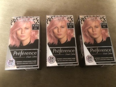 3x L'Oreal Paris Preference Vivids Permanent Haarfarbe 9.213 in Roségold