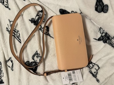 Kate Spade New York Beige Pebbled Mini Crossbody Magnetic Strap Accent