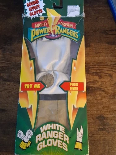 !!! Vintage 1994 Mighty Morphin Power Rangers White Ranger Gloves !!!