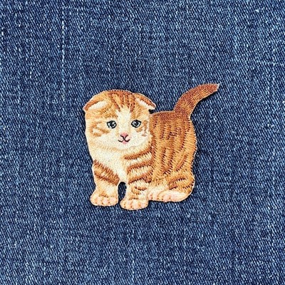 Scottish Fold Cat Applique Patch - Embroidered Kitten Badge 2-1/8'' (Iron On)
