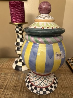 Mackenzie Childs Taylor Odd Fellows Globe Canister - Ceramic Retired Dog Treats