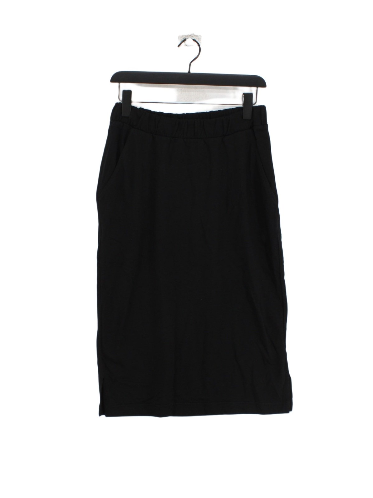 Women's Black Midi Skirt UK 12 Straight Pencil Style 100% Polyester-image
