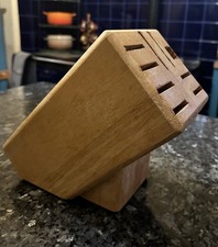 Solid Wood Large Knife Holder Block 9 Slot 4-6cm Knives Storage Vintage Handmade