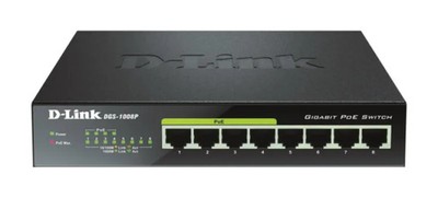 D-Link DGS-1008P/E 8-Port Gigabit PoE+ Switch 4x PoE Metall Schwarz