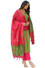 GoSriKi Women's Rayon Blend Straight Printed Kurta with Pant Dupatta