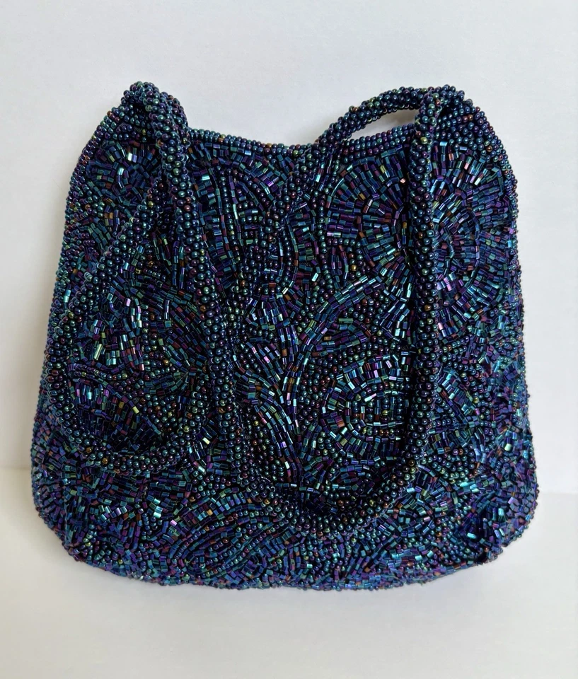 Винтажный 80-х ар-деко стекла бисером маленький La Regale Дамская сумка сумочка - Изображение 4 из 4