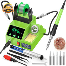 Digital Soldering Station Kit 100W Iron Tool with Accessories Green