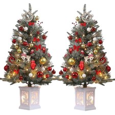 3 ft Prelit Christmas Tree with 78 Warm Lights Red Berry, Artificial Xmas T...