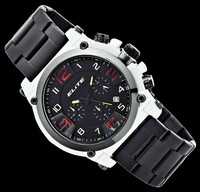 Elite Herren Mesh Armband Uhr Chronograph Schwarz Silber Farben Stoppuhr Datum