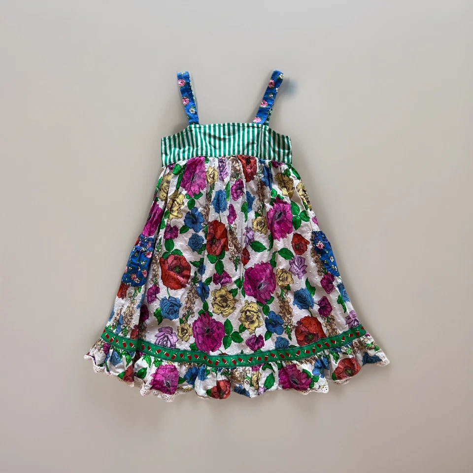 Vestido MATILDA JANE Can Do Attitude 6Y Verde Floral Cottagecore Rosas Sandía Foto 2 de 4