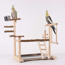 Wooden Parrot Playground Stand, Bird Play Gym for Small Medium Large Parrots,...