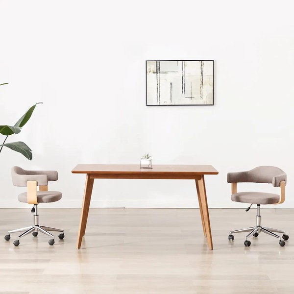 Drehbarer Esszimmerstuhl Taupe Bugholz Stoff Stuhl Esszimmer Drehbar-image