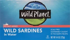 Wild Planet Wild Sardines in Water, No Salt Added, 4.4 oz Can