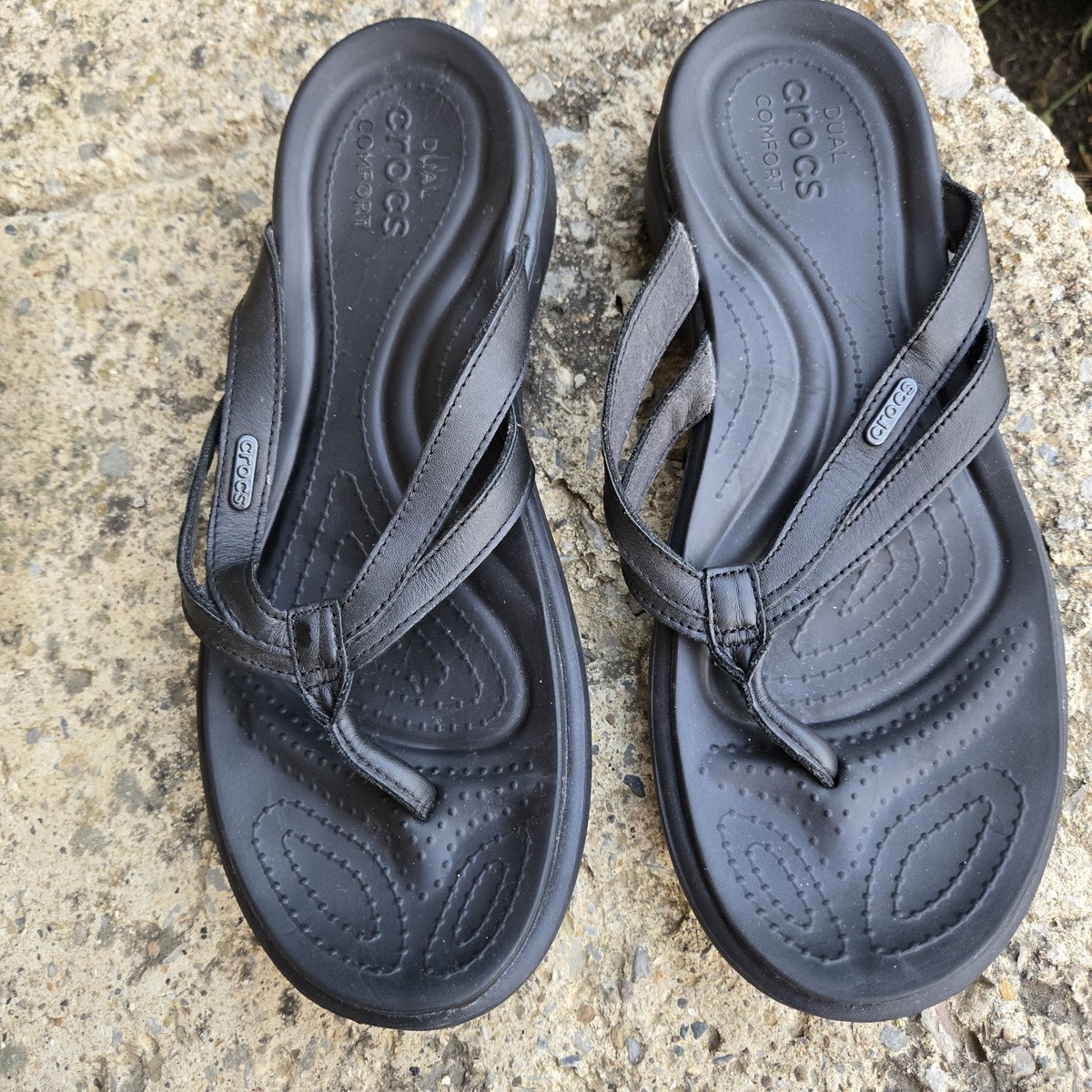 Crocs Capri 205797 Women Size 11 Black Flip Flop Sandal