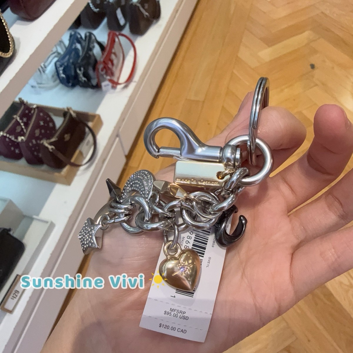 NWT Coach Star Moon Cluster Bag Charm CDB59 Keychain Silver/Multi