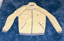 Vintage Givenchy for Bravado Beige Track Jacket Blue Stripe Large Knit Zip