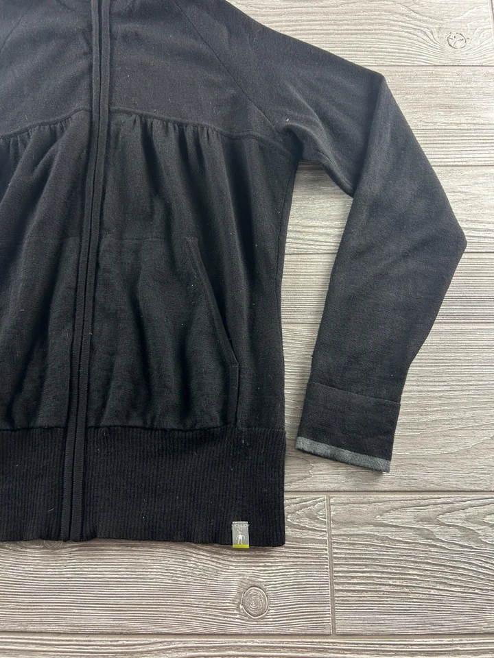 Suéter Smartwool Mujer Mediano Cremallera Completa 100% Lana Merino Bolsillos Frontales Negro Foto 2 de 4