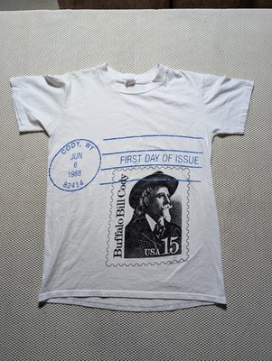 1988 Single Stitch Vintage Stedman Hi Cru Buffalo Bill Cody Stamp T-shirt Small