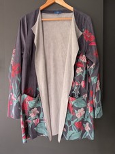 Cotton Traders Womens Kimono Blazer Cardigan Size 16 Grey Pink Floral Open Front