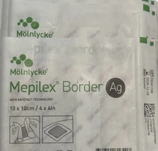 5 Dressings (NO BOX) Molnlycke Mepilex Border Ag Self-Adherent 4" x 4", 395390