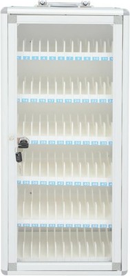 72 Slots Silver Cell Phone Locker Box with Convenient Handle for Storage